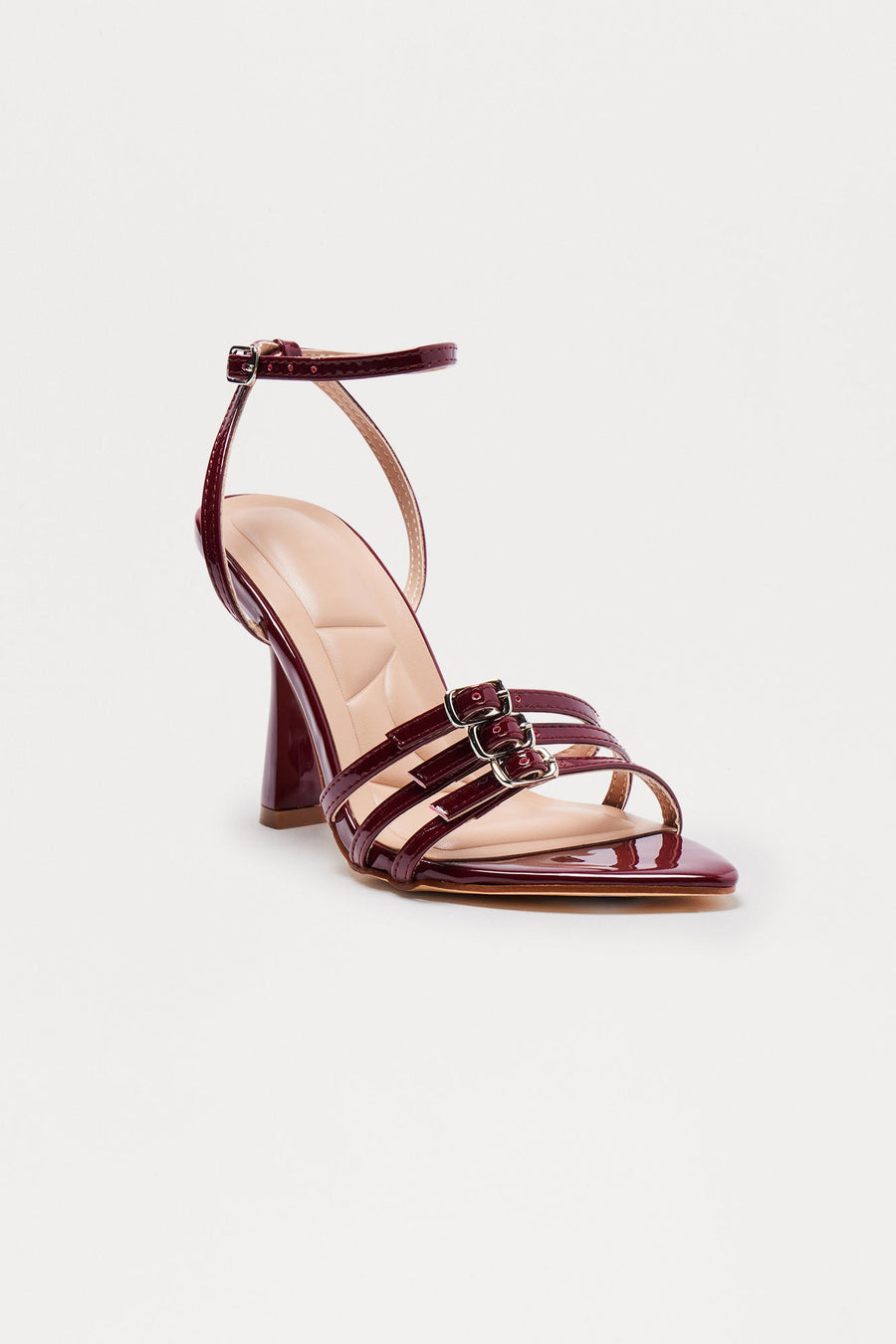 Anira Buckle Stiletto Heels - Burgundy