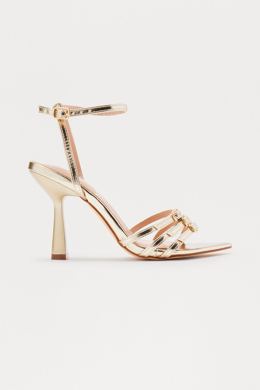 Anira Buckle Stiletto Heels - Gold