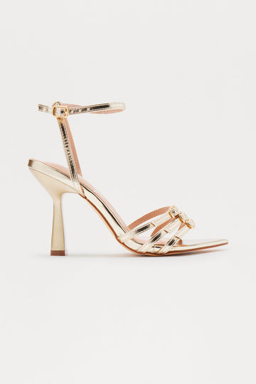 Anira Buckle Stiletto Heels - Gold
