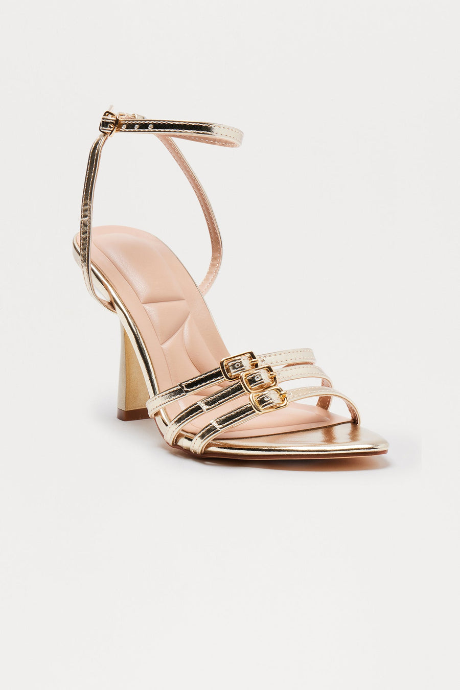 Anira Buckle Stiletto Heels - Gold