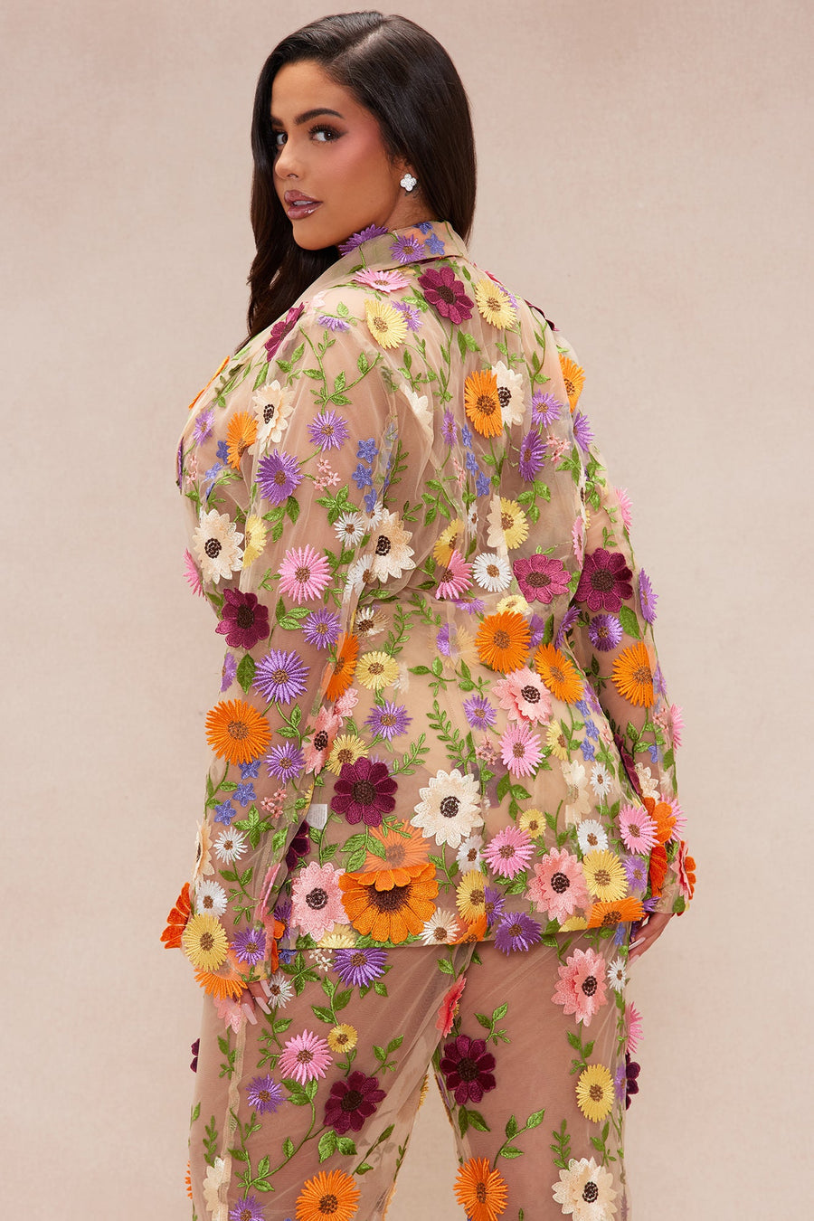 Celena Embroidered Jacket - Nude/combo