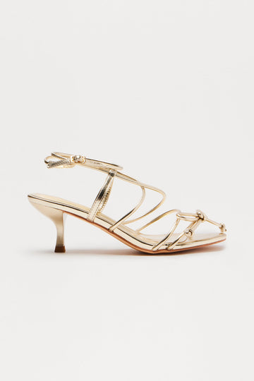 Bexie Bow Ankle Strap Heels - Gold