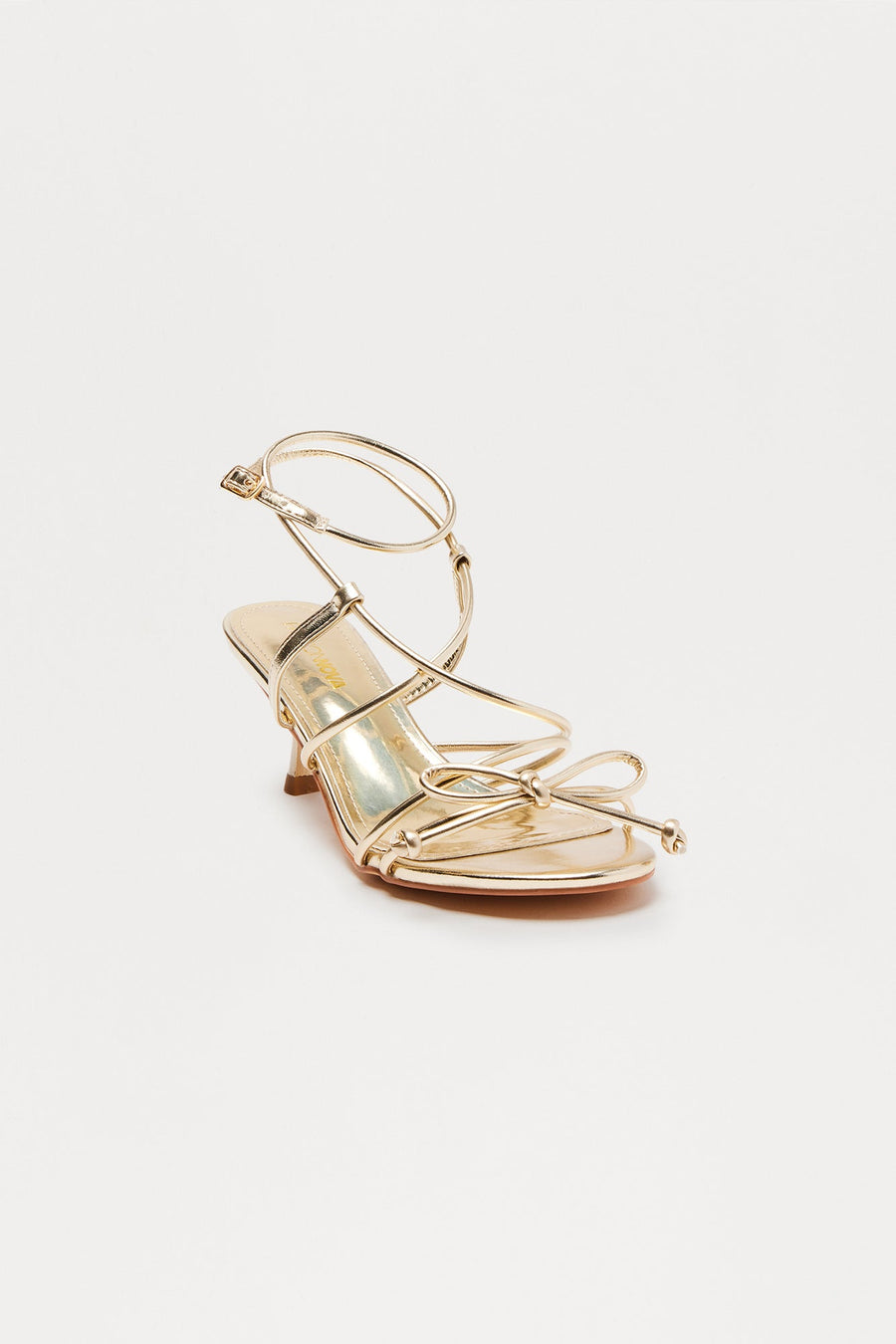 Bexie Bow Ankle Strap Heels - Gold