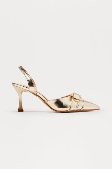 Alexa Buckle Slingback Pumps - Gold