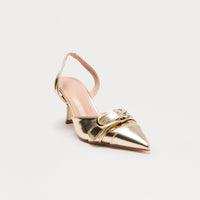 Alexa Buckle Slingback Pumps - Gold