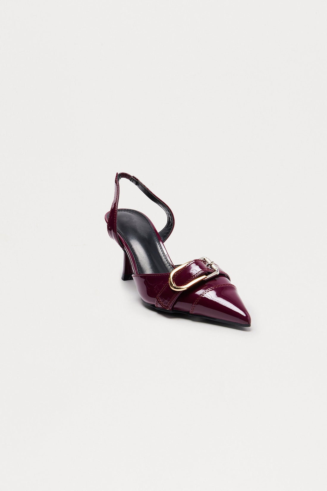 Alexa Buckle Slingback Pumps - Burgundy