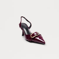 Alexa Buckle Slingback Pumps - Burgundy