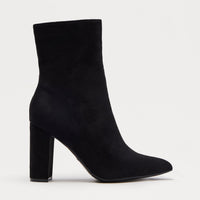 Be Yourself Block Heel Booties - Black/Black