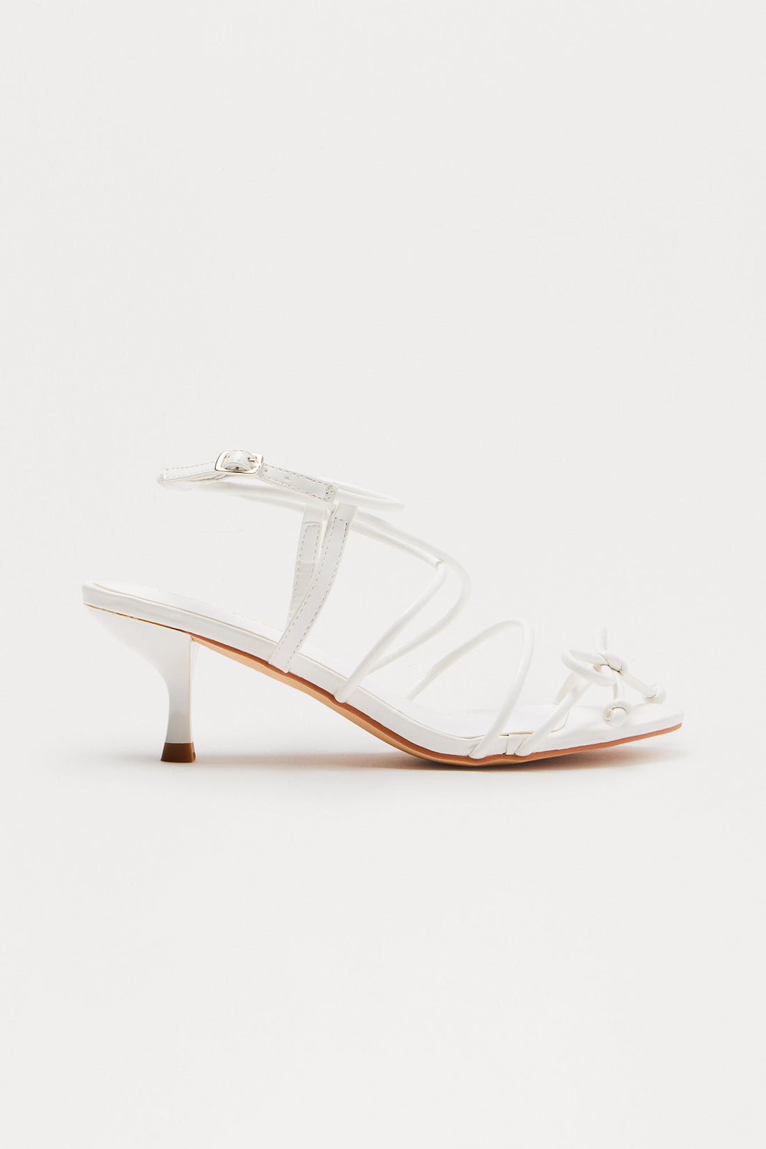 Bexie Bow Ankle Strap Heels - White