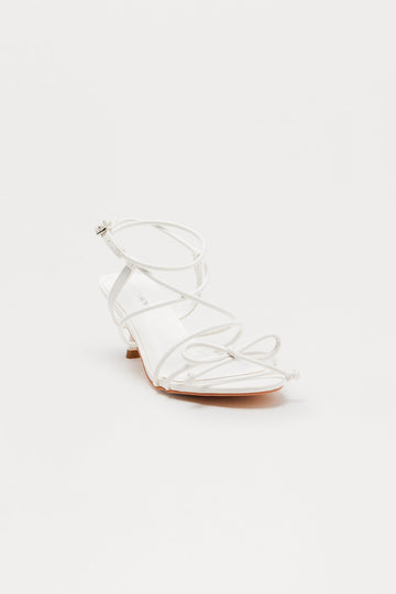 Bexie Bow Ankle Strap Heels - White