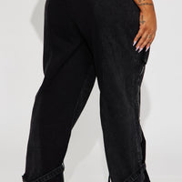 Got It All Non Stretch Zip Cargo Jean - Black Wash