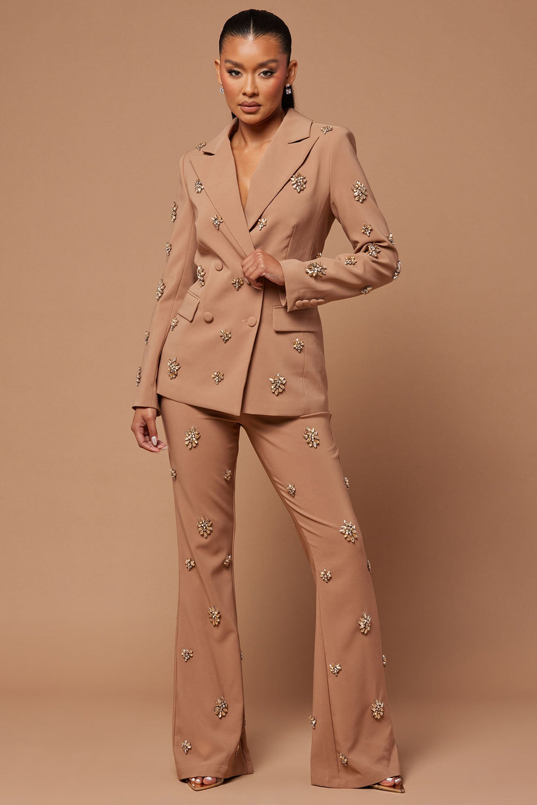 Verona Embellished Jacket - Mocha