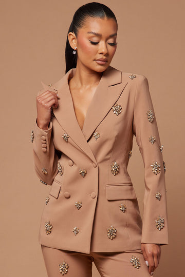 Verona Embellished Jacket - Mocha