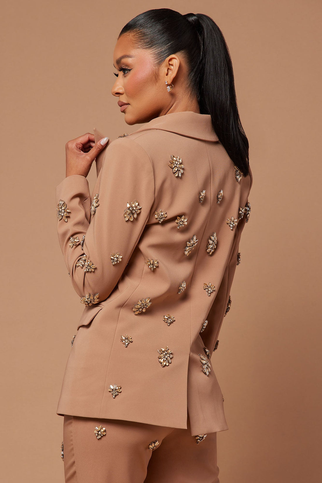 Verona Embellished Jacket - Mocha