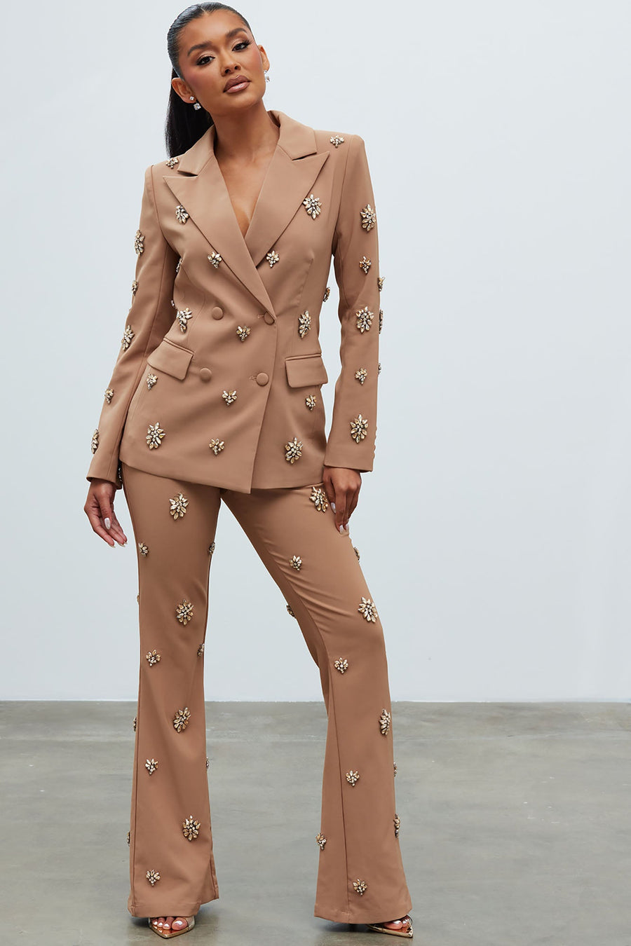 Verona Embellished Jacket - Mocha