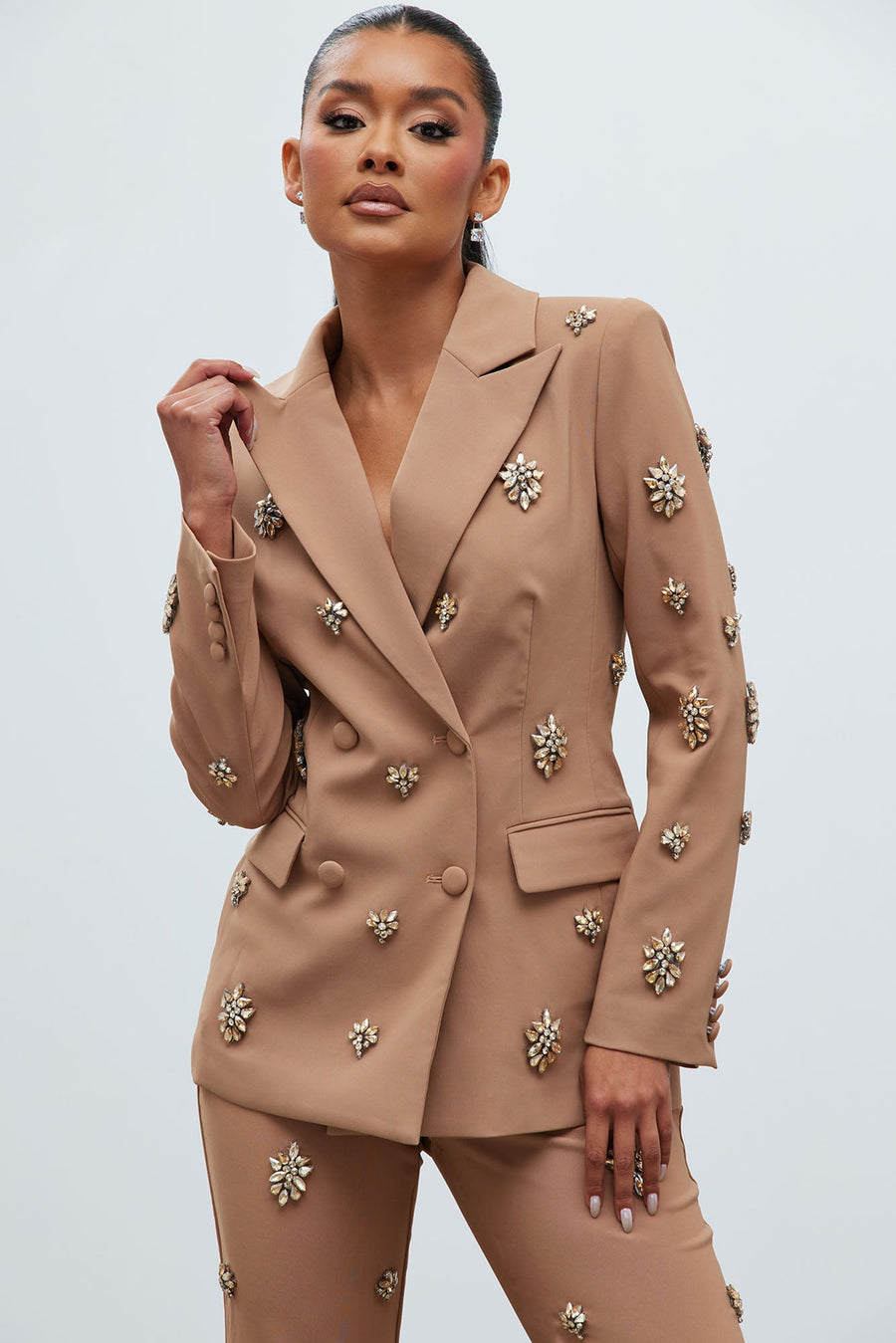 Verona Embellished Jacket - Mocha