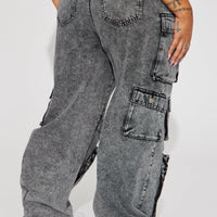 Billie Low Slung Cargo Jeans - Acid Wash Black