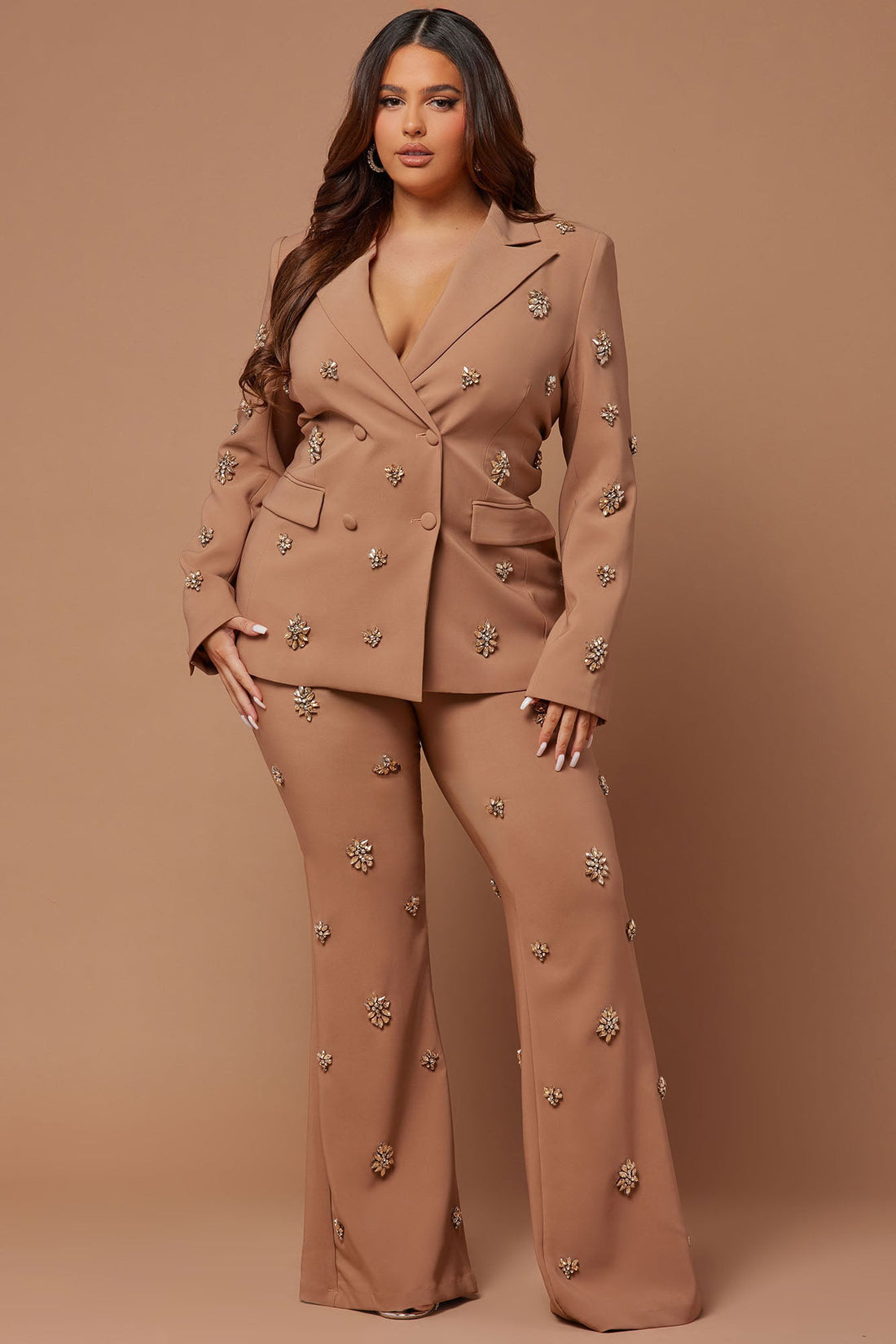 Verona Embellished Jacket - Mocha