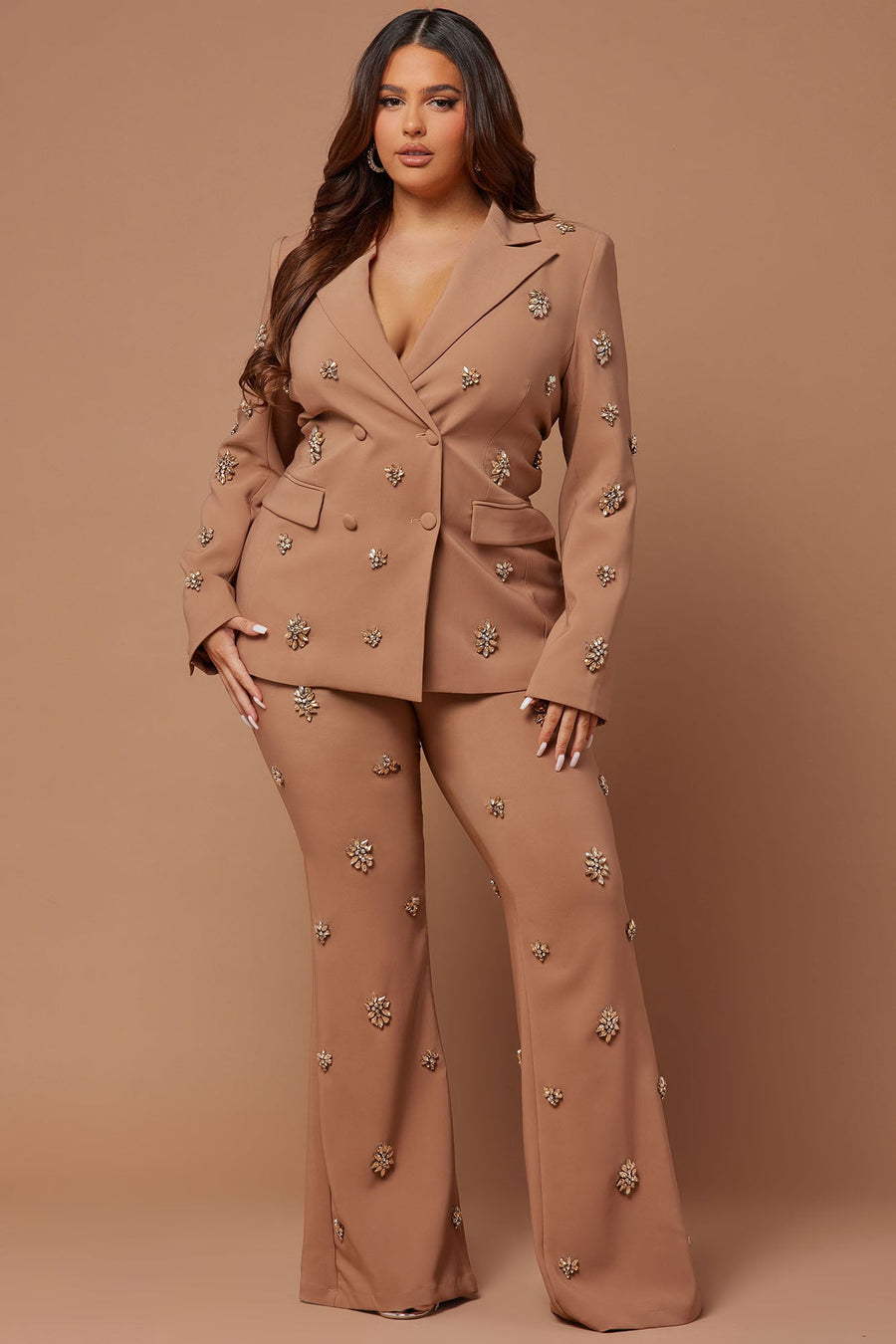 Verona Embellished Jacket - Mocha