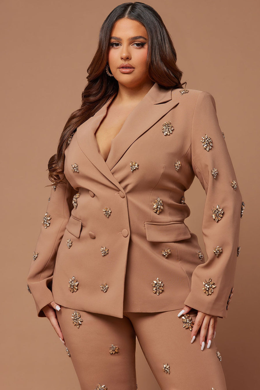 Verona Embellished Jacket - Mocha