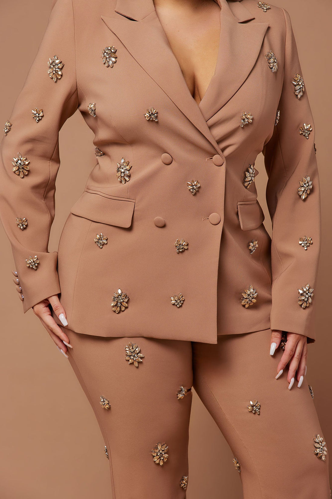 Verona Embellished Jacket - Mocha