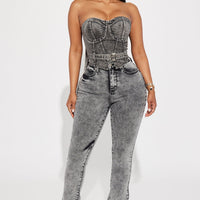 No Invite Stretch Flare Jeans - Acid Wash Black