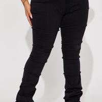 Tall See Me High Rise Stacked Straight Leg Jeans - Black