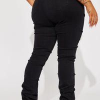 Tall See Me High Rise Stacked Straight Leg Jeans - Black