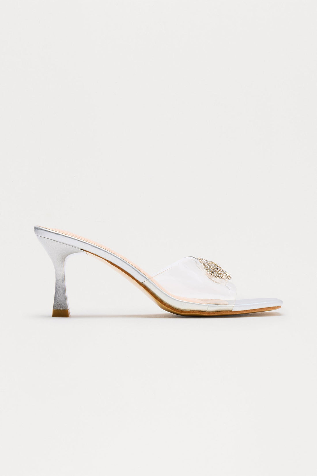 Ave Rhinestone Bow Mules - Silver
