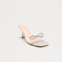 Ave Rhinestone Bow Mules - Silver