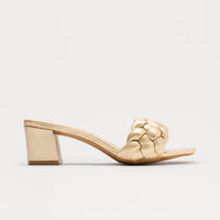 Aya Braided Strap Mules - Gold