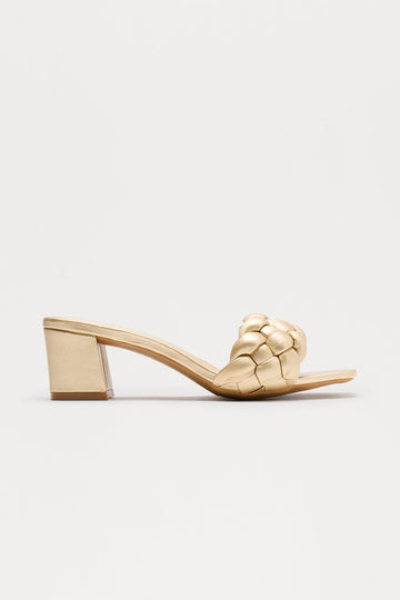 Aya Braided Strap Mules - Gold