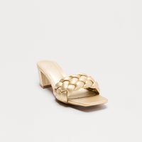 Aya Braided Strap Mules - Gold