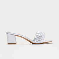 Aya Braided Strap Mules - Silver