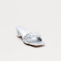 Aya Braided Strap Mules - Silver