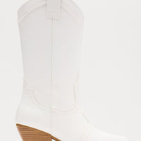 Alabama Faux Leather Cowboy Boots - White