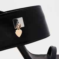 Arya Faux Leather Stiletto Heels  - Black