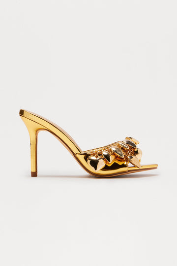 Baby Hearts Stiletto Heels - Gold