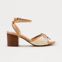 Align Bow Ankle Strap Heels - Natural