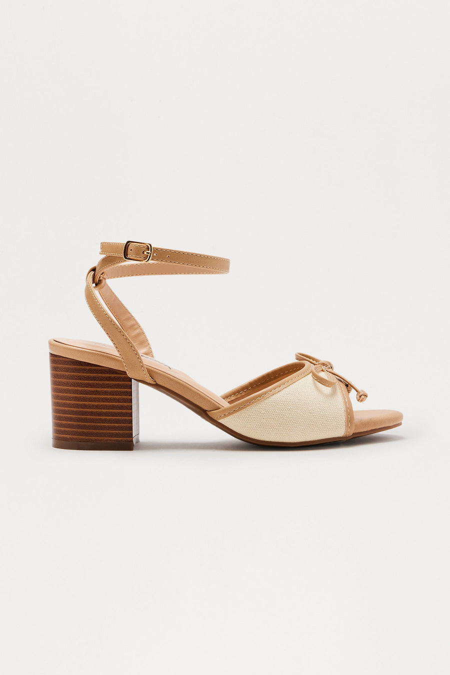 Align Bow Ankle Strap Heels - Natural