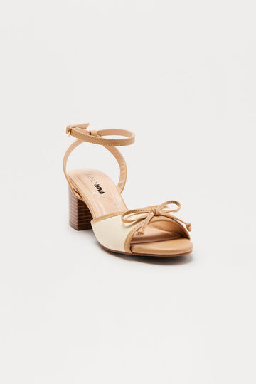 Align Bow Ankle Strap Heels - Natural