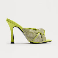 Bellini Rhinestone Knot Mules - Lime