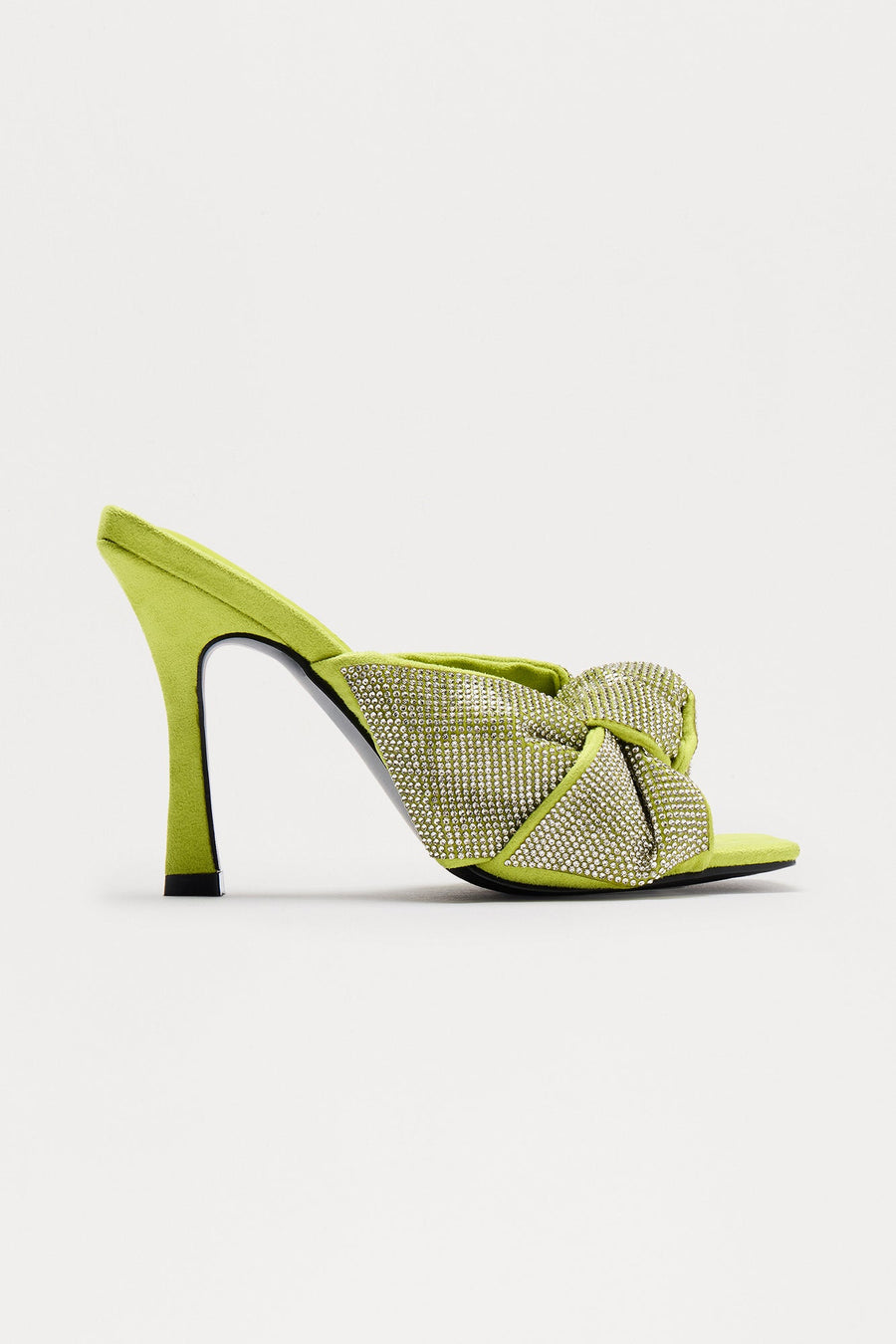 Bellini Rhinestone Knot Mules - Lime