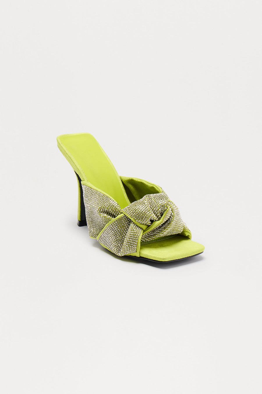 Bellini Rhinestone Knot Mules - Lime