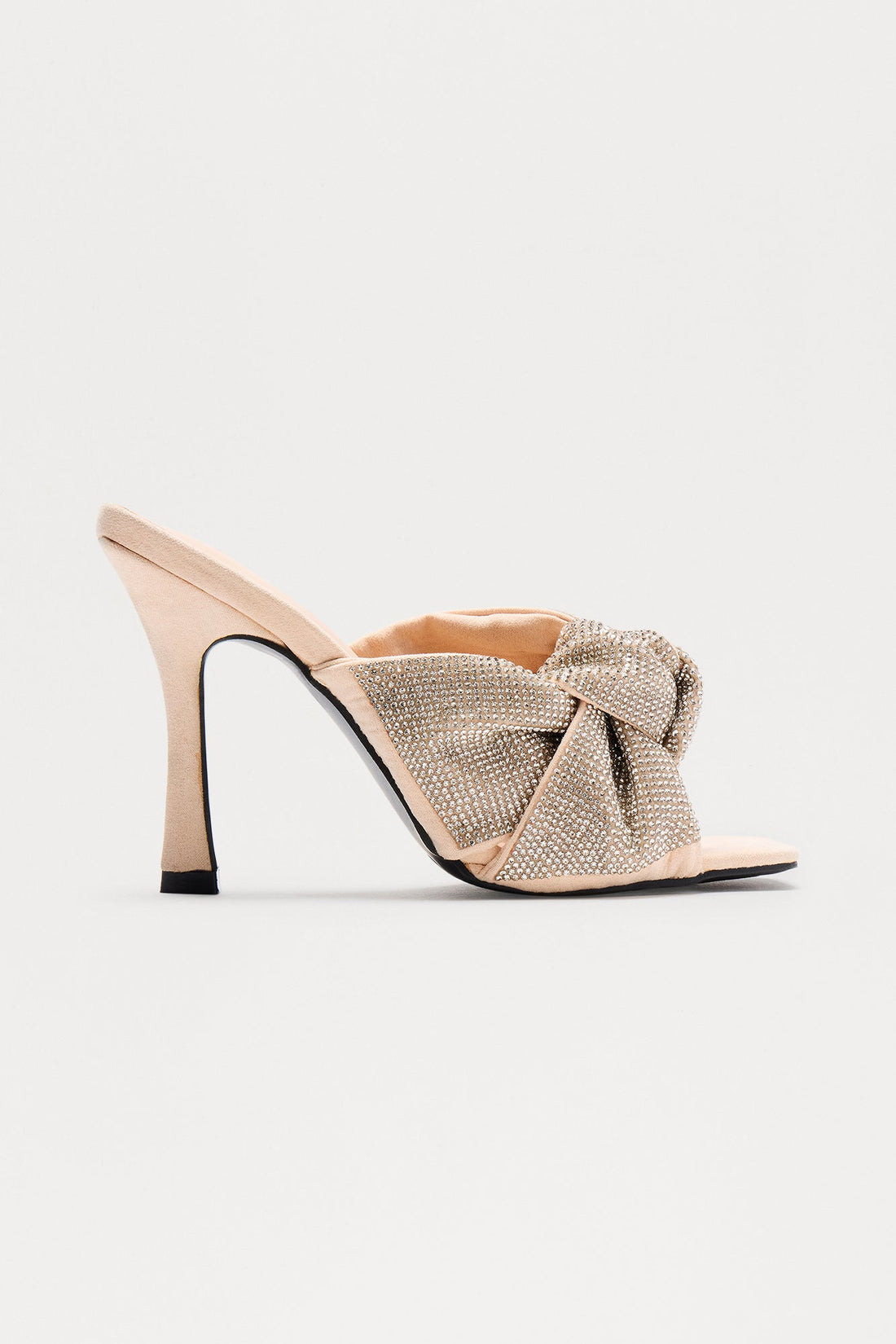 Bellini Rhinestone Knot Mules - Nude