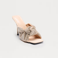 Bellini Rhinestone Knot Mules - Nude