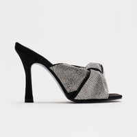 Bellini Rhinestone Knot Mules - Black