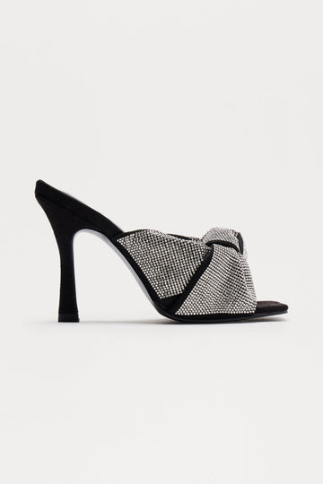 Bellini Rhinestone Knot Mules - Black