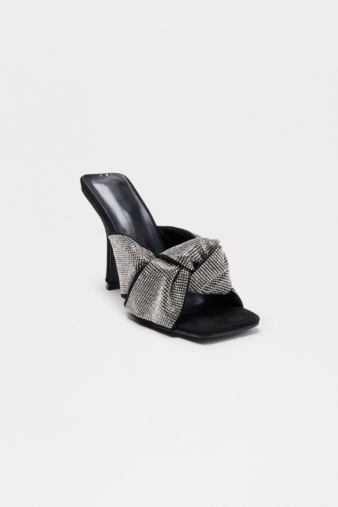 Bellini Rhinestone Knot Mules - Black