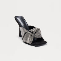 Bellini Rhinestone Knot Mules - Black